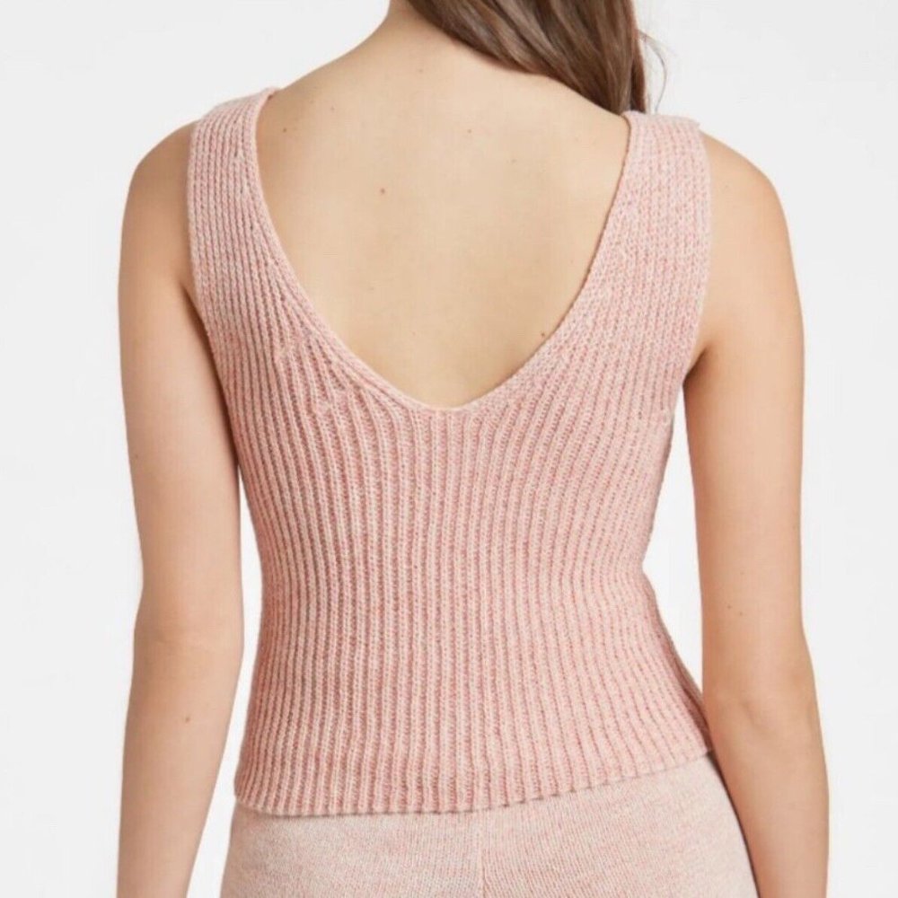 Juicy Couture Cropped Pink Cami Sweater V Neck Size Small - Picture 7 of 9